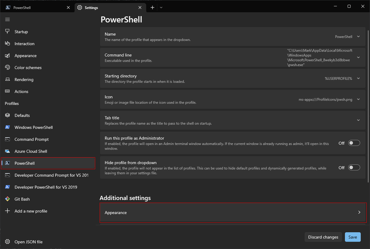 Terminal Appearance Selection